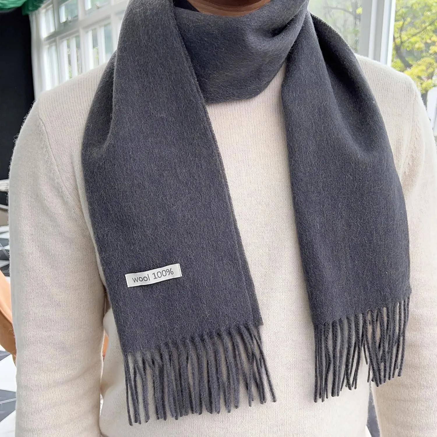 100% Wool Scarf - Men and Women Winter Warm Soft Luxurious Solid Colors Gift Box
