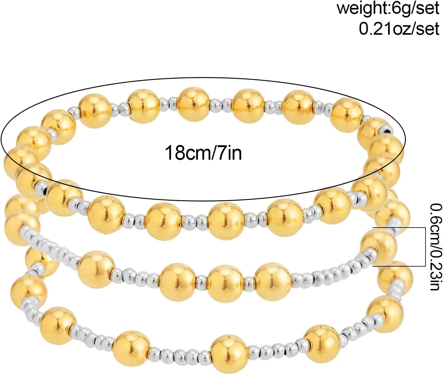 14K Gold Plated Beaded Bracelets Letter Stretch Dainty Stackable Bracelet for Women
