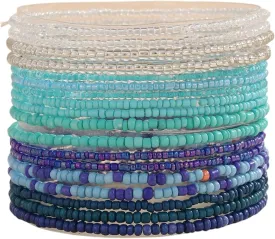 18Pcs Colorful Bohemia Seed Beaded Bracelets Handmade Adjustable Stackable Rainbow Beaded Stretch Bracelet Anket Multilayer Vaction Elastic Bracelet for Women Summer Beach Boho Jewelry Gifts