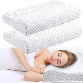 2 Pack Memory Foam Pillow Neck Support Orthopedic Sleeping Pillow Ergonomic Bed Relief for Shoulder Pain Side Back Stomach