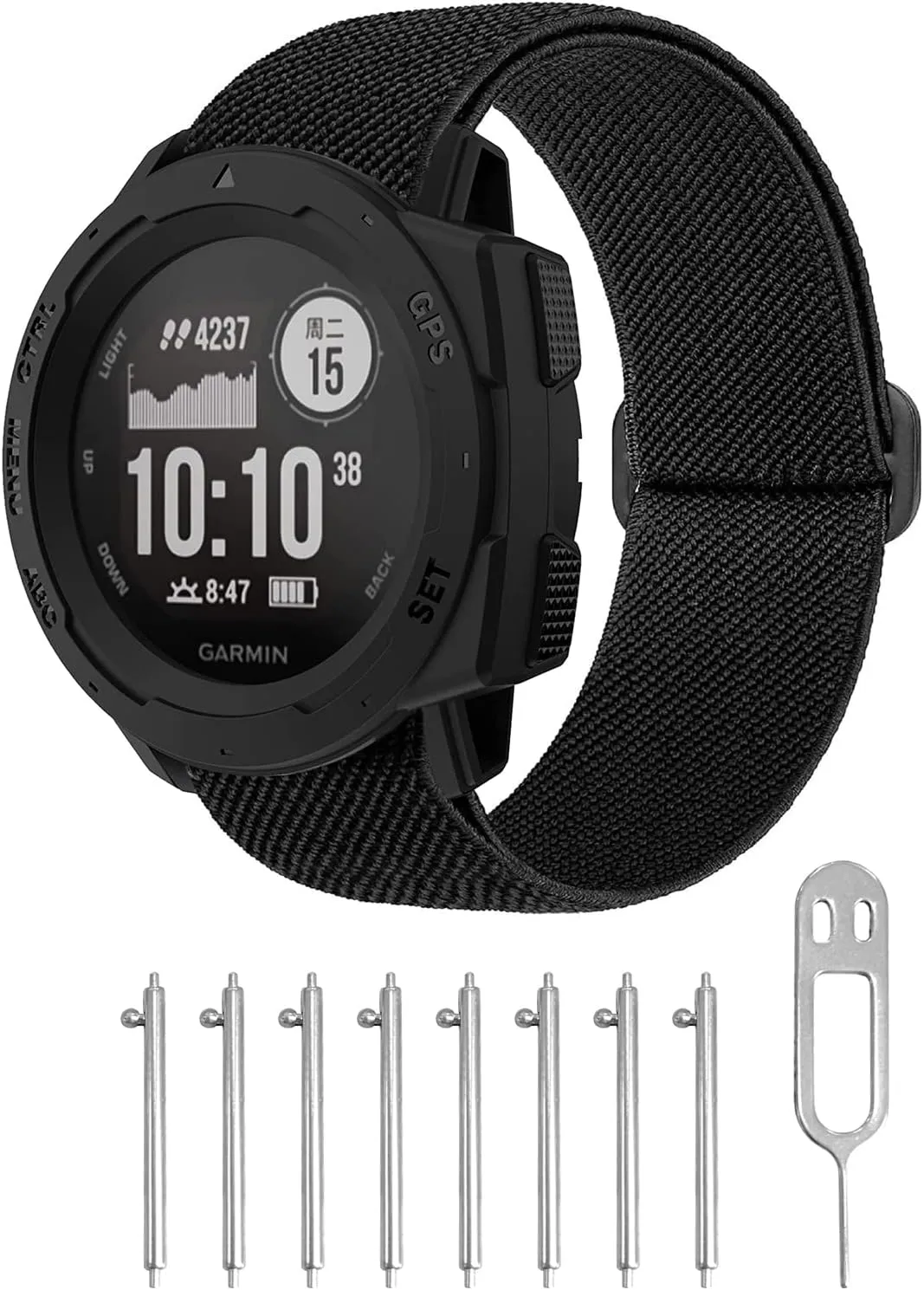 3 Packs Stretchy Nylon Bands Compatible with Garmin Instinct/Instinct 2 Solar, 22mm Sport Breathable Wristband for Garmin Instinct Tactical/Solar/Tide/Esports
