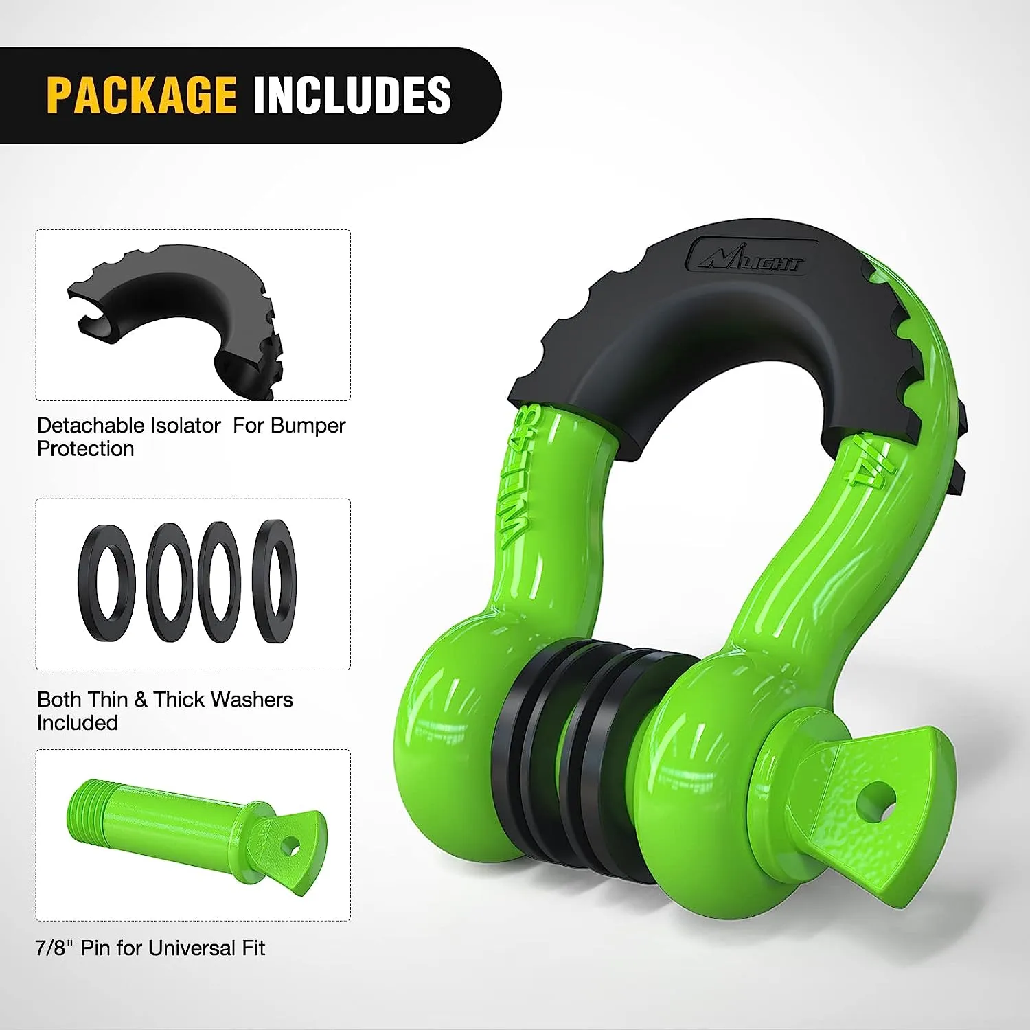 3/4 inch D-Ring Shackle Green (Pair)