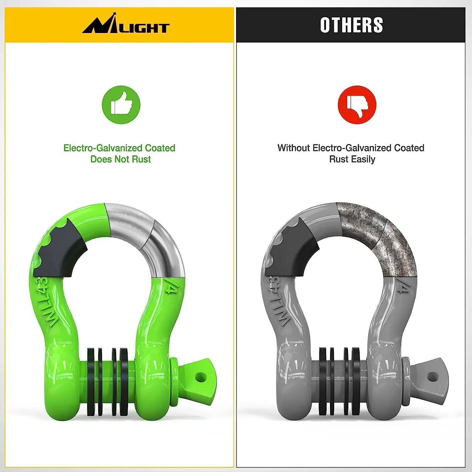 3/4 inch D-Ring Shackle Green (Pair)
