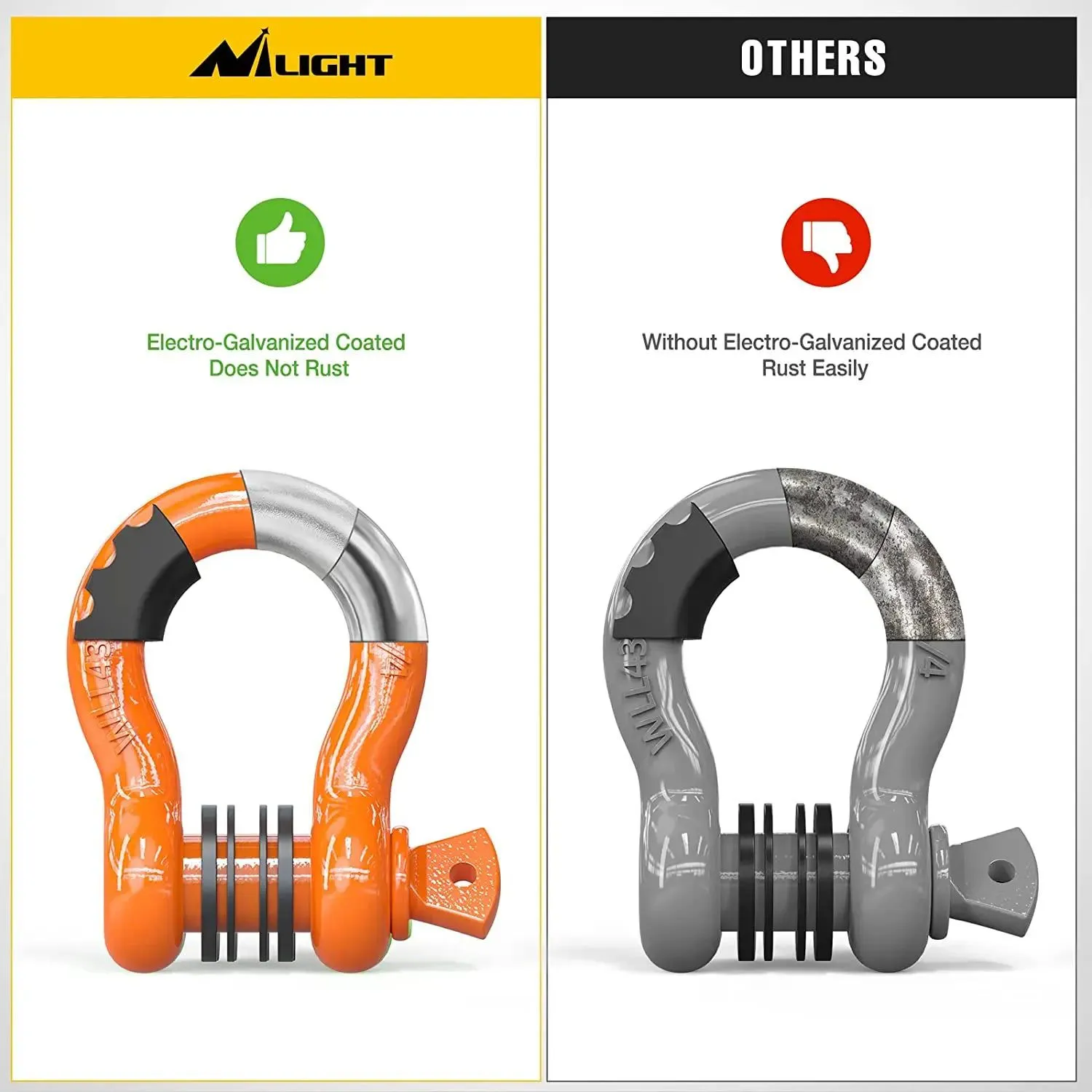 3/4 inch D-Ring Shackle Orange (Pair)