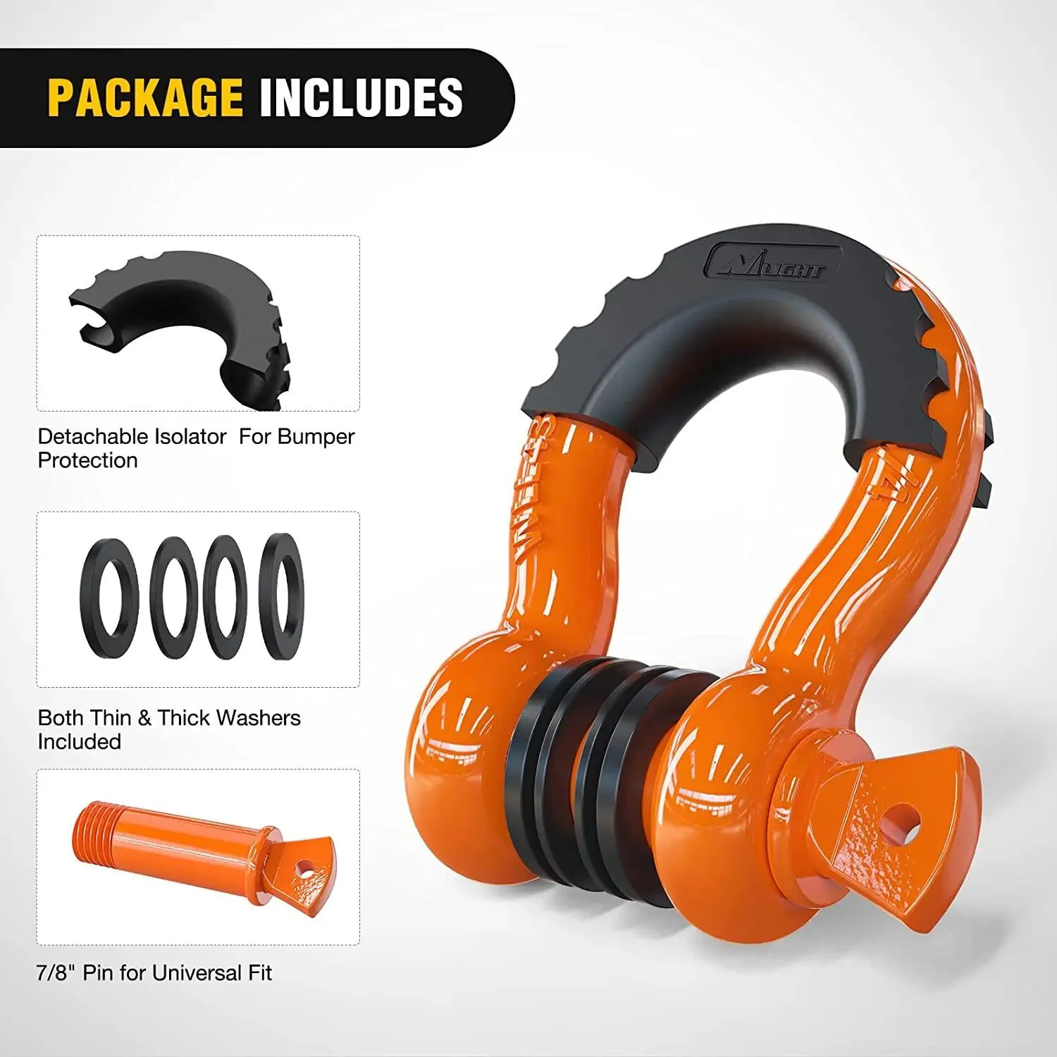 3/4 inch D-Ring Shackle Orange (Pair)