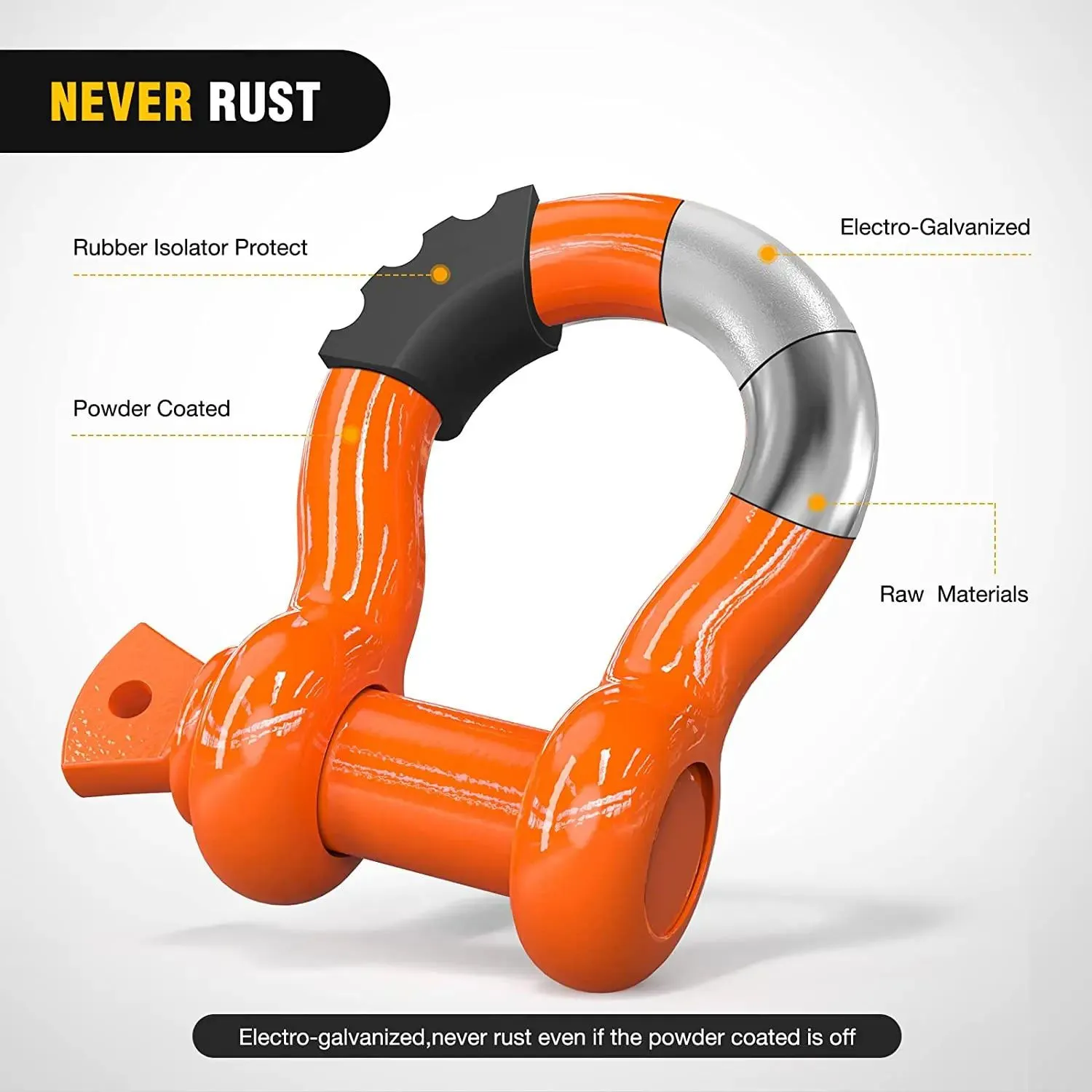 3/4 inch D-Ring Shackle Orange (Pair)