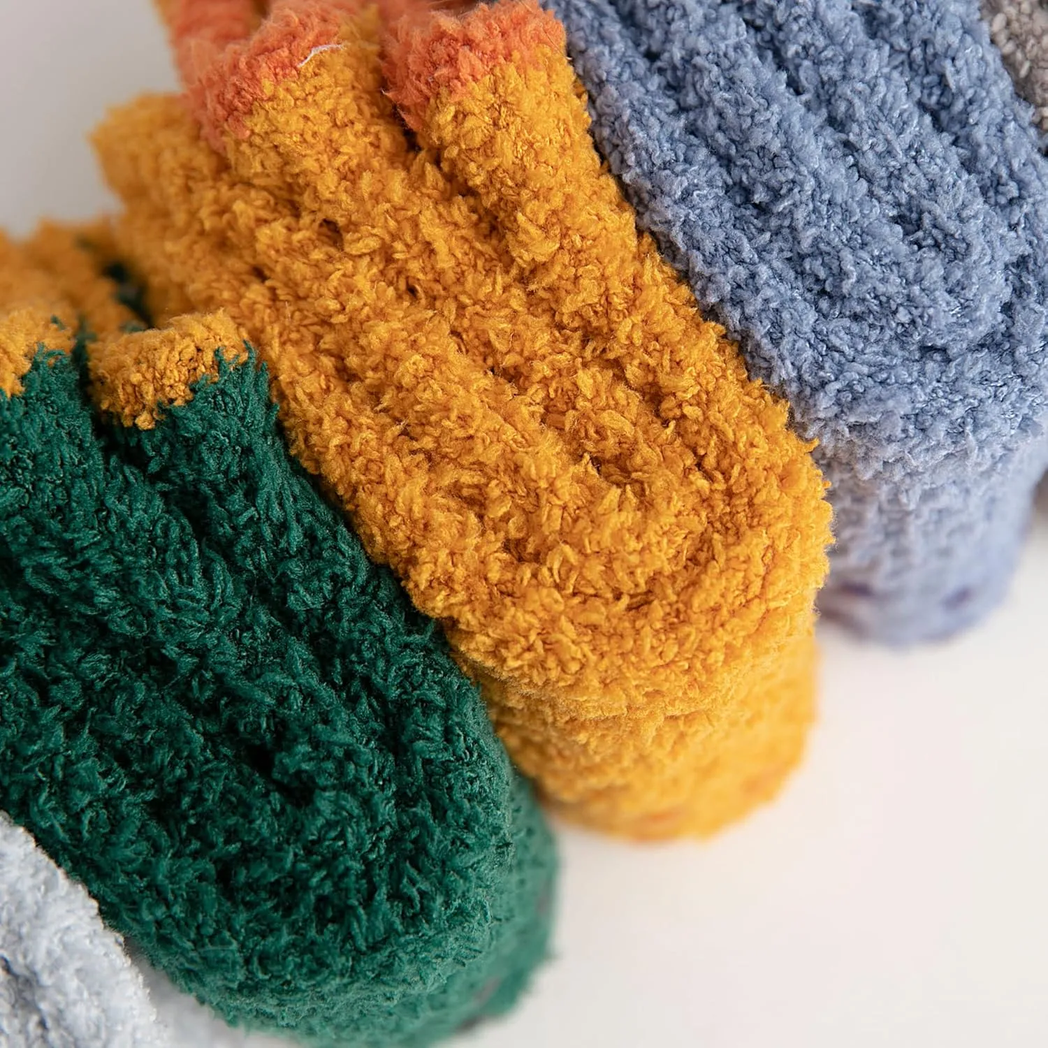 3/6 Pairs Non Slip Hospital Socks for Women Fluffy Fuzzy Slipper Socks with Grips
