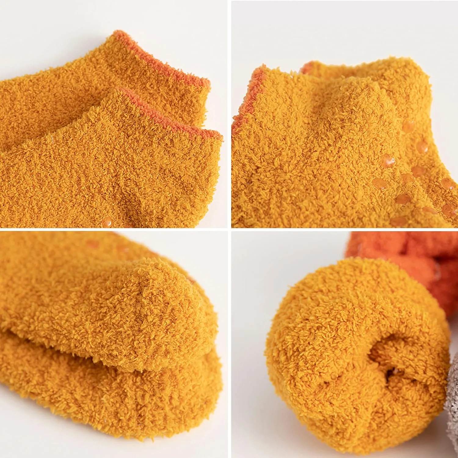 3/6 Pairs Non Slip Hospital Socks for Women Fluffy Fuzzy Slipper Socks with Grips