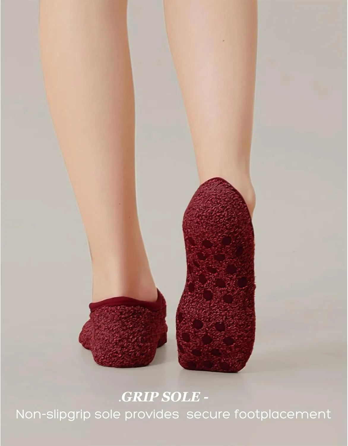 3Pairs Cozy Winter Fuzzy Socks for Women With Grip Anti-Slip Fluffy Plush House Warm Ankle Socks