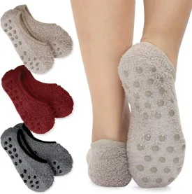 3Pairs Cozy Winter Fuzzy Socks for Women With Grip Anti-Slip Fluffy Plush House Warm Ankle Socks