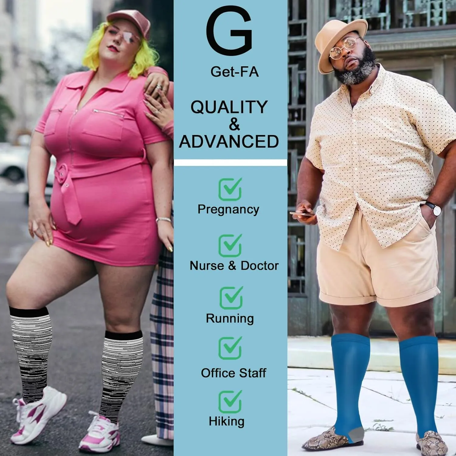 4 Pairs Plus Size Compression Socks for Women and Men 20-30 mmHg, Wide Calf Stockings Best Support for Circulation, Running