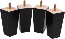4pcs Wooden Furniture Legs Solid Wood Table Legs for Sofa Dresser Console Nightstand Minimalist Style Black