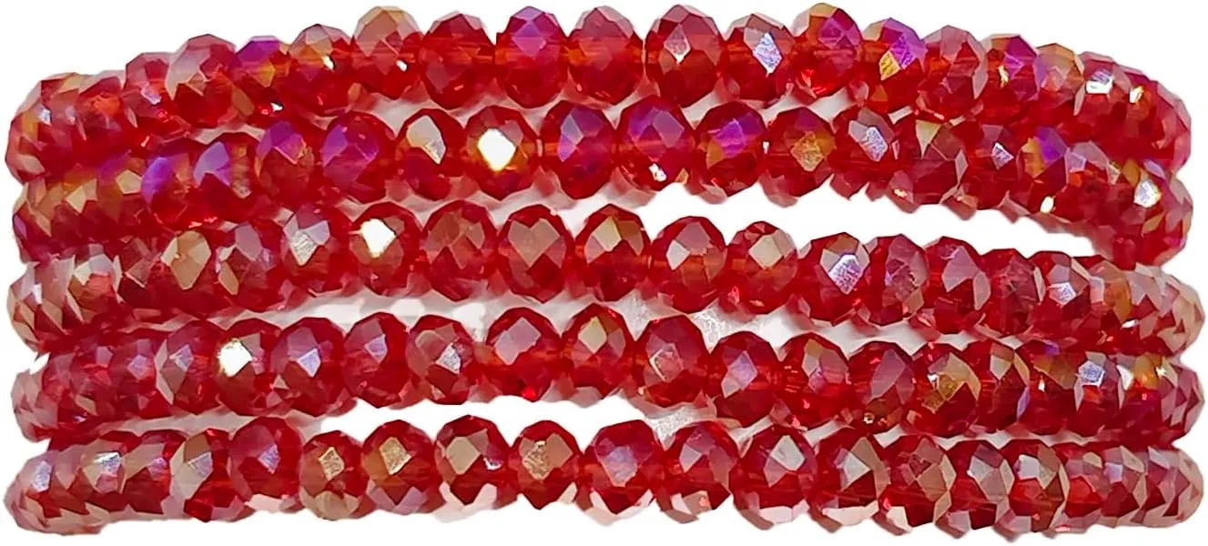 5 Pcs Crystal Bracelets for Women Stackable Layering Stretch Bracelets Glass Bead Bracelet Boho Bracelet Set