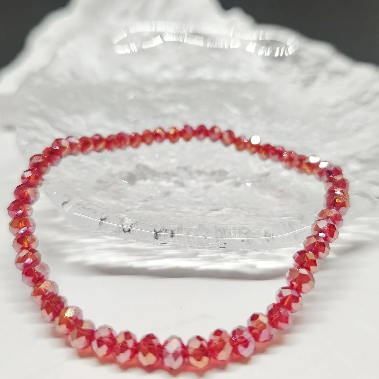 5 Pcs Crystal Bracelets for Women Stackable Layering Stretch Bracelets Glass Bead Bracelet Boho Bracelet Set