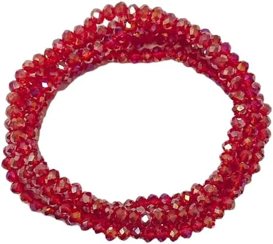 5 Pcs Crystal Bracelets for Women Stackable Layering Stretch Bracelets Glass Bead Bracelet Boho Bracelet Set