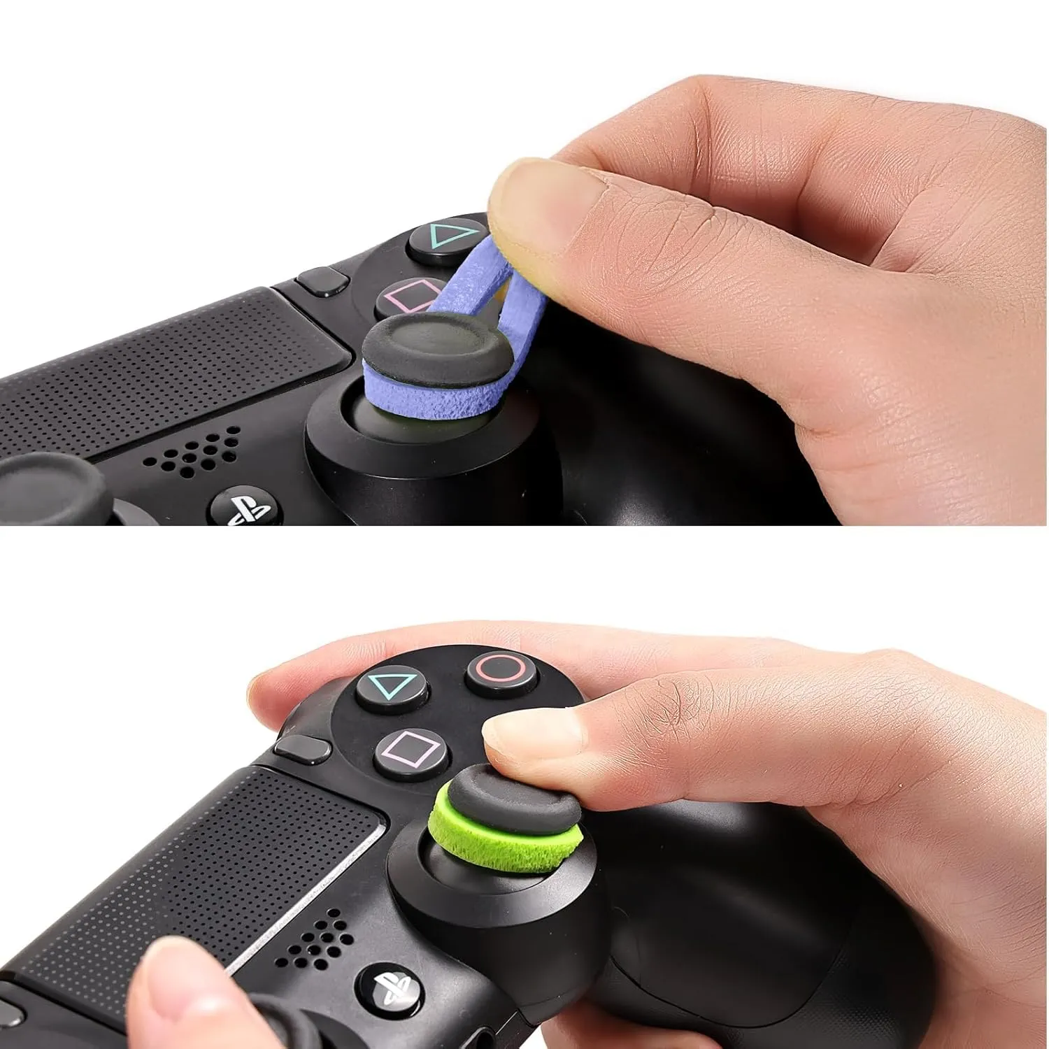 8 Pack Handle Joystick Enhanced Buffer Ring for PlayStation 5 Accessories, Gaming Accessories, for PS4,for PS5, for Xbox One, for Xbox ElitePrecision Rings for PS5Green/Purple