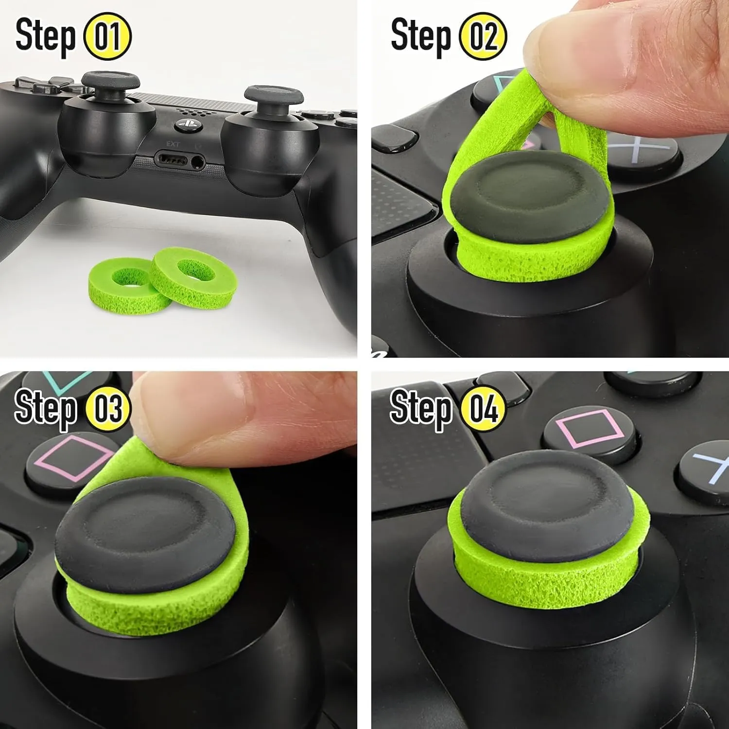 8 Pack Handle Joystick Enhanced Buffer Ring for PlayStation 5 Accessories, Gaming Accessories, for PS4,for PS5, for Xbox One, for Xbox ElitePrecision Rings for PS5Green/Purple