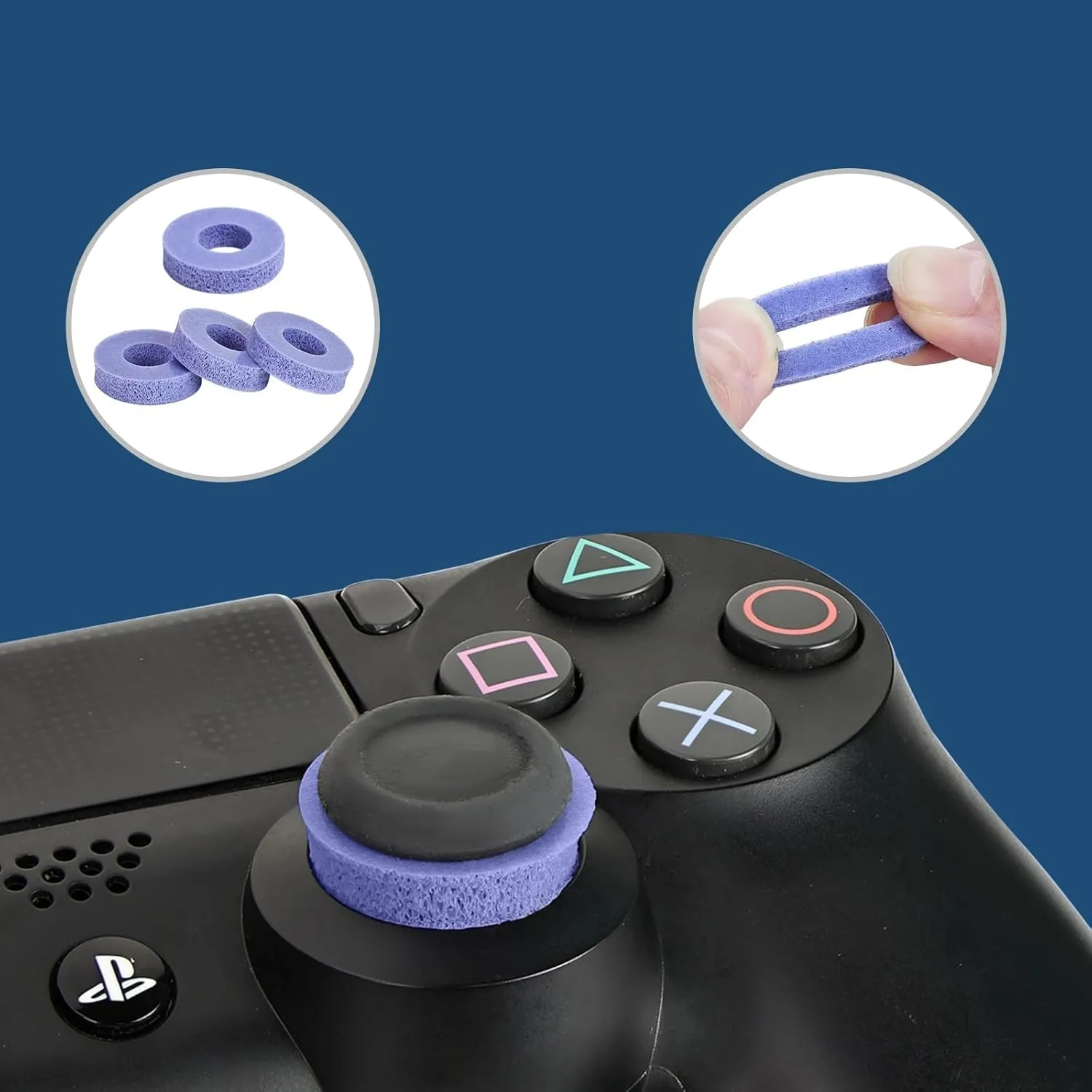 8 Pack Handle Joystick Enhanced Buffer Ring for PlayStation 5 Accessories, Gaming Accessories, for PS4,for PS5, for Xbox One, for Xbox ElitePrecision Rings for PS5Green/Purple
