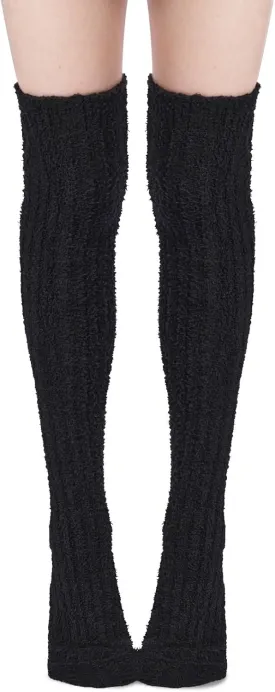 Abodhu Thigh High Socks for Women - Fluffy Over Knee Fuzzy Warm Long Soft Leg Warmers - Coral Fleece Plush