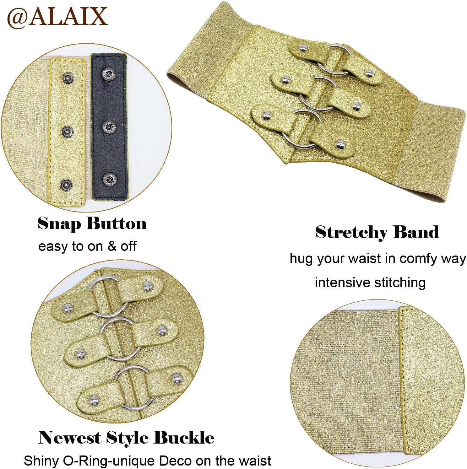 ALAIX Women's Corset Belt Extra Wide Stretchy Belts Elastic Waspie Waist Belts for Cosplay Halloween Costume Belts for Women