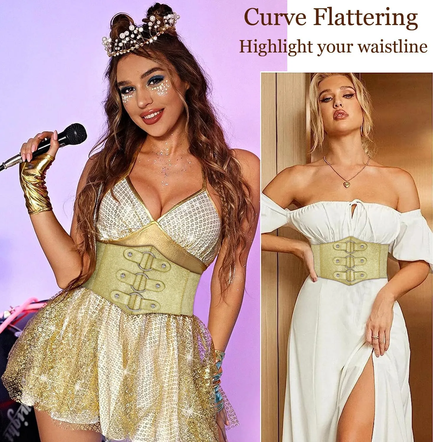 ALAIX Women's Corset Belt Extra Wide Stretchy Belts Elastic Waspie Waist Belts for Cosplay Halloween Costume Belts for Women