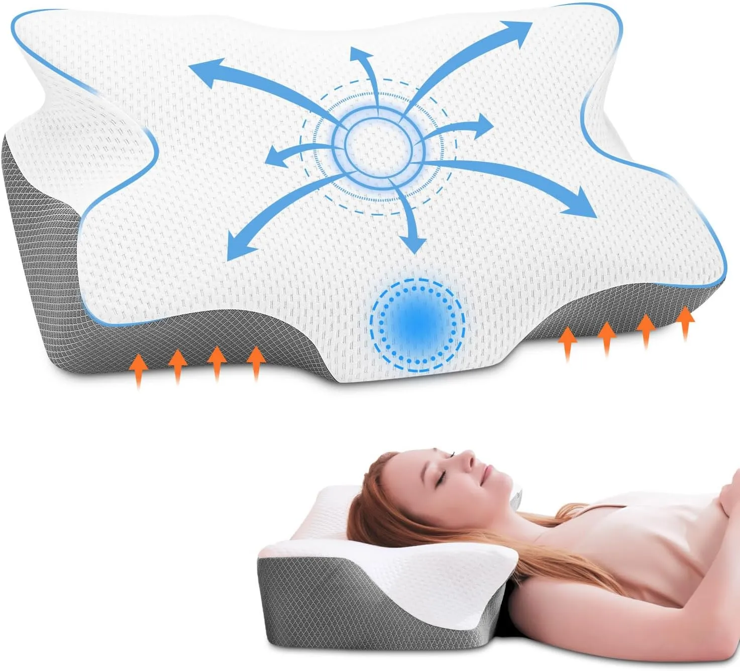 Anvo Cervical Pillow for Neck Pain Relief, Memory Foam Pillows for Neck and Shoulder Pain, Orthopedic Ergonomic Design for Sleeping, Suitable for Side Back and Stomach Sleeper, White Soft