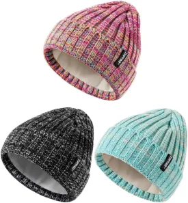 Baby Beanie Hat 3 Packs Toddler Girls Boys, Baby Hats Winter Warm Knitted Thermal with Fleece Lining, Kids Winter Hat
