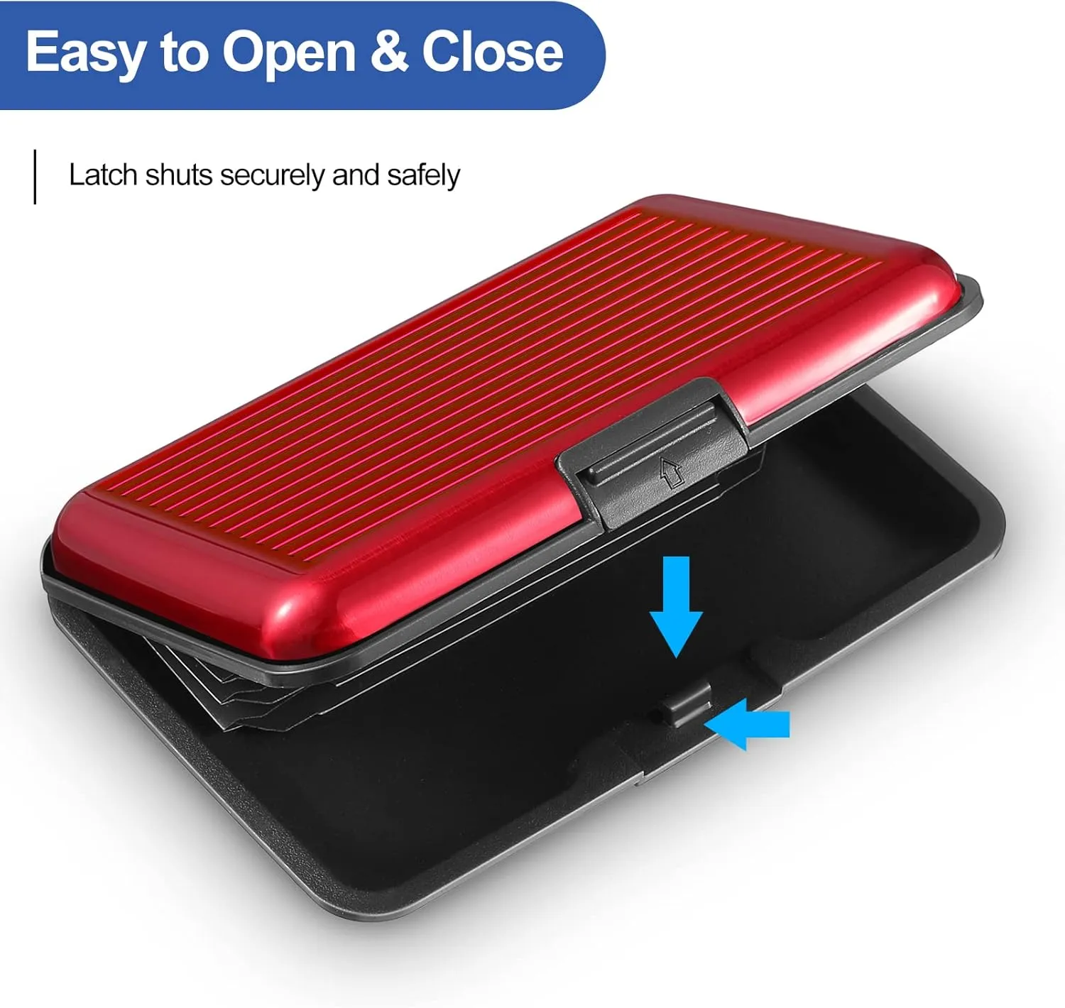 BBTO 2 Pieces Credit Card Holder Slim Mini Rfid Blocking Credit Card Protector Aluminum Business Box Metal ID Organizer Wallet with 6 Slots for Women Men(Red, Blue)