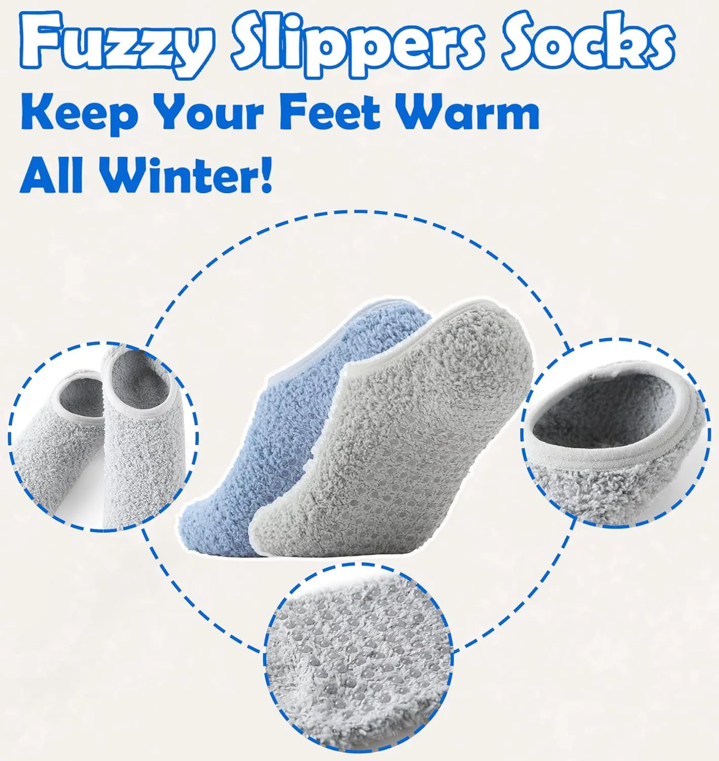 Bevigorio Slipper Socks for Women with Grippers Non Slip Fuzzy Socks with Grips Womens Grippy Grip Hospital Home Gifts
