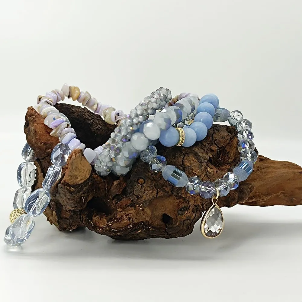 Boho Beaded Bracelets/Bangle for Women,Multilayer 5/6/7PCS Healing Natural Handmade Stone Bead Bracelets Stackable Stretch Friendship Beaded Bracelet Set Trendy Western Bohemian Jewelry Gift