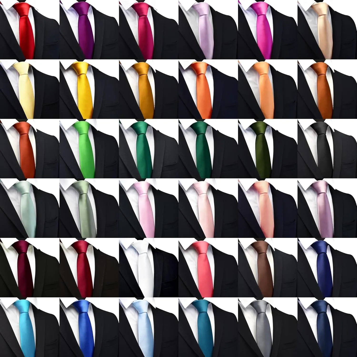 Branduce 3.15"8cm Mens Solid Satin Tie Pure Color Necktie for Business and Wedding   Gift Box