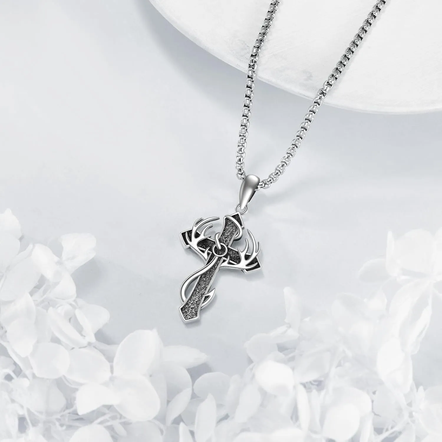Celtic Knot/Fish Hook/Anchor/Cross Necklace 925 Sterling Silver Cross Pendant Necklace Religious Jewelry Gifts for Women and Men