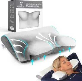 Cervical Memory Foam Pillow for Neck and Shoulder Pain Relief  Ergonomic, Orthopedic Contour Pillow for Side, Back, Stomach Sleepers And Sleeping Support - Free Sleeping Mask