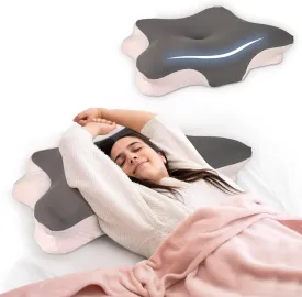 Cervical Neck Pillow for Sleeping, Orthopedic Ergonomic Memory Foam Pillow for Neck and Shoulder Pain Relief| Adjustable Contour Support for Side, Back & Stomach Sleepers, Cooling Washable Cover