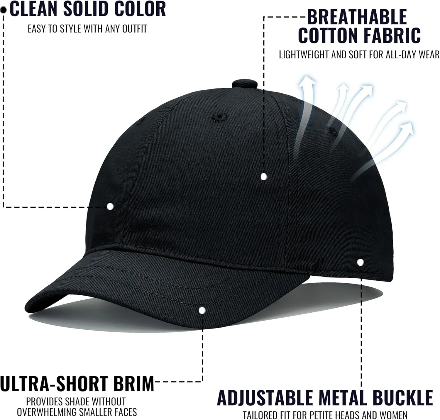 CLAPE Short Bill Baseball Cap Plain Hiphop Dad Hat Cooling Trucker Hat