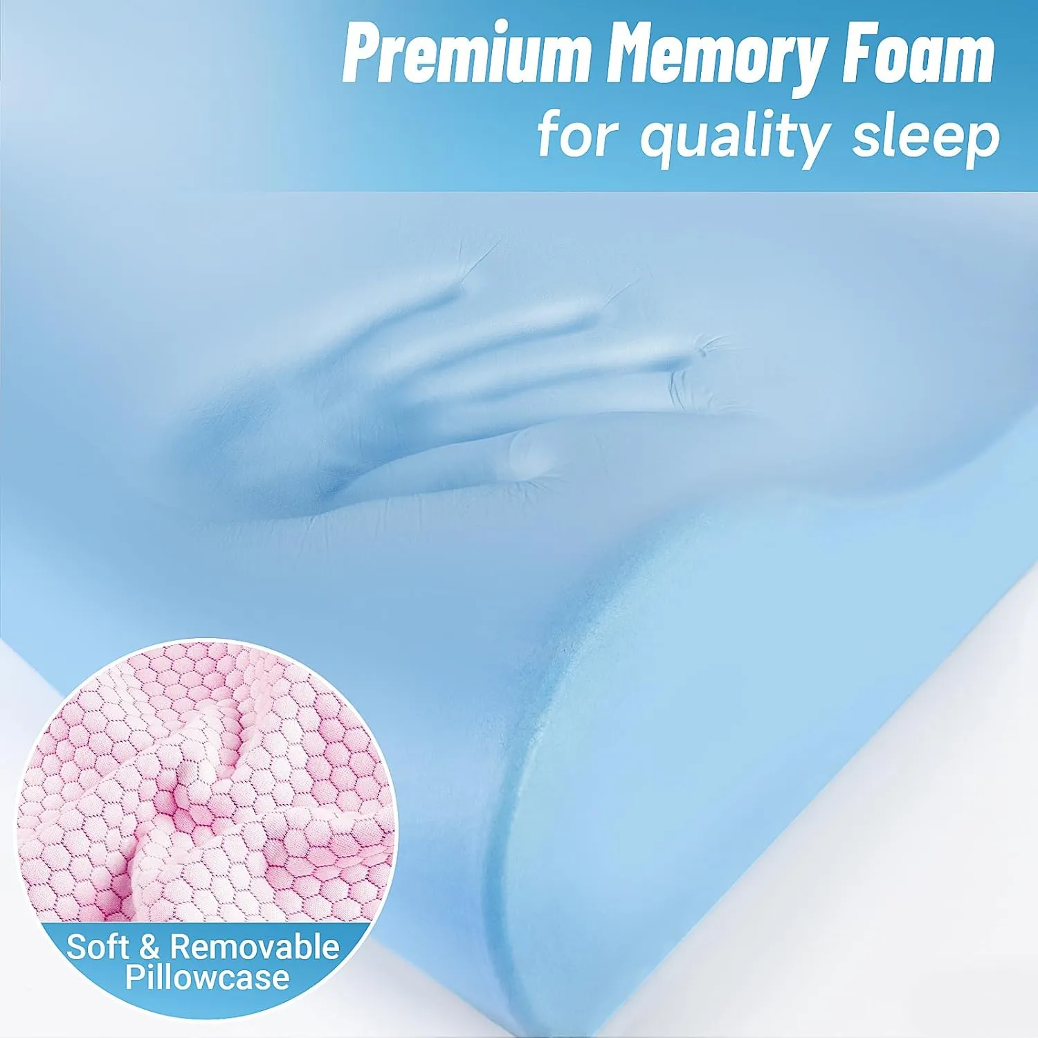 CloudBliss Memory Foam Pillow, Ergonomic Neck Contour Cervical Pillow for Neck and Shoulder Pain, Orthopedic Pillow for Neck Pain Relief, for Sleeping Side, Back, Stomach Sleepers - Pink, Queen
