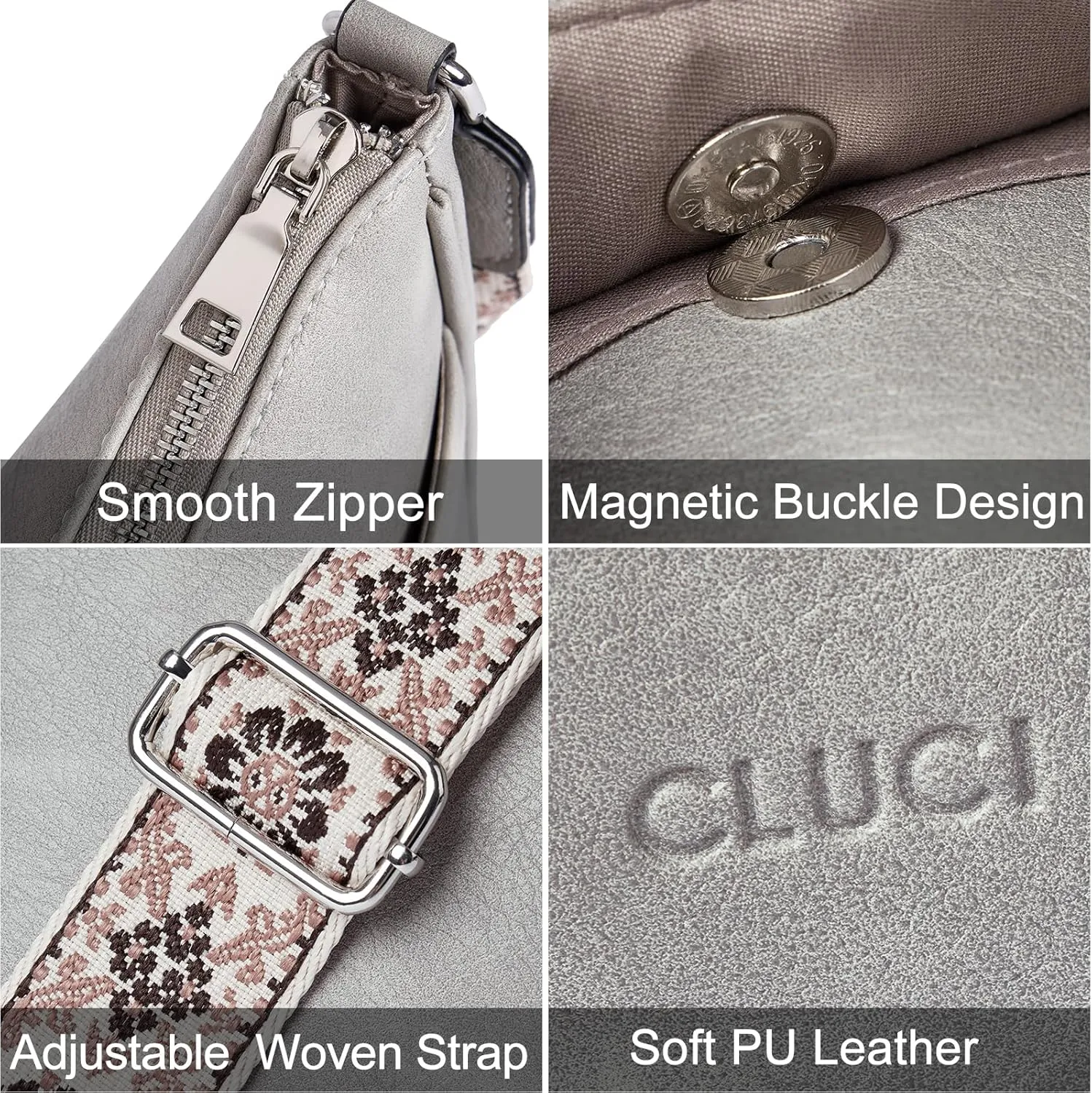 CLUCI Crossbody Bags for Women, Vegan Leather Shoulder Handbags, Purses for Women with Adjustable Wide Strap