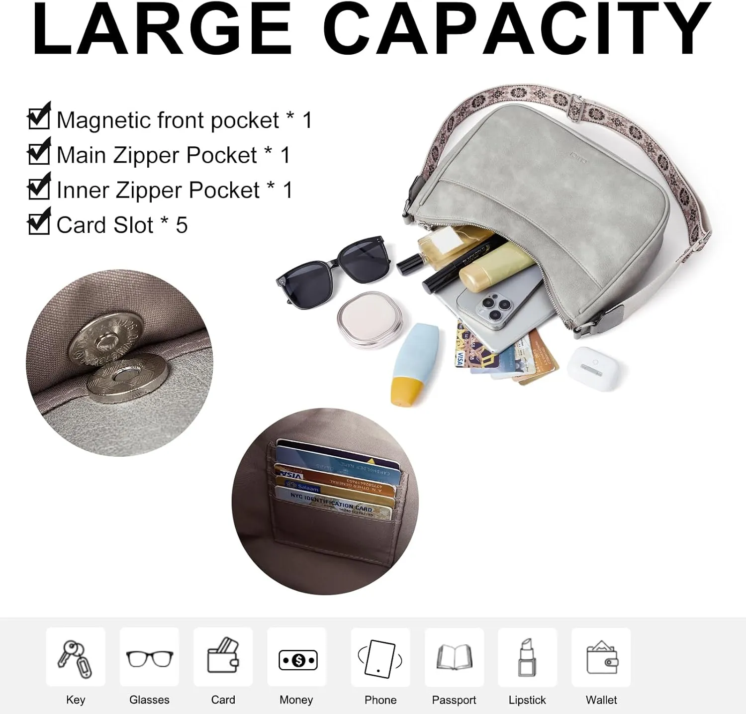 CLUCI Crossbody Bags for Women, Vegan Leather Shoulder Handbags, Purses for Women with Adjustable Wide Strap