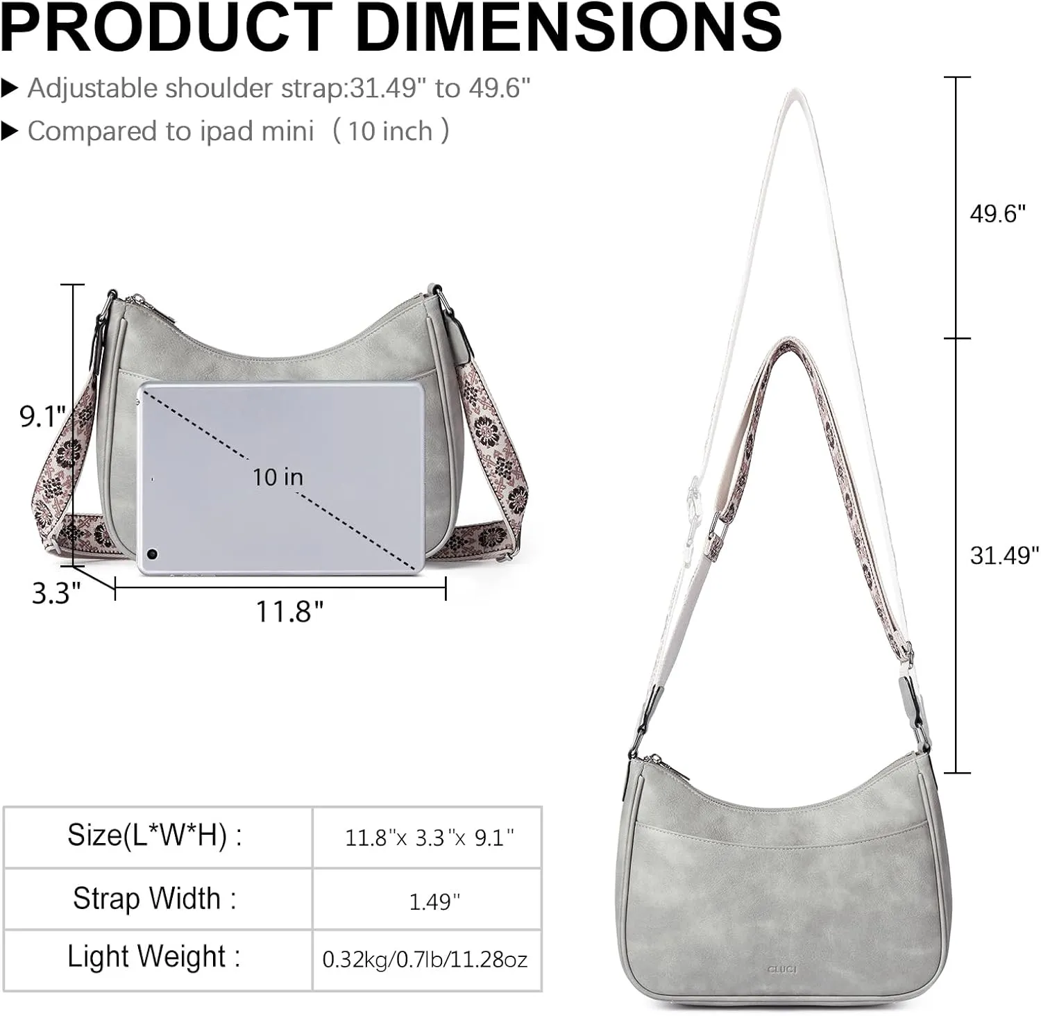 CLUCI Crossbody Bags for Women, Vegan Leather Shoulder Handbags, Purses for Women with Adjustable Wide Strap