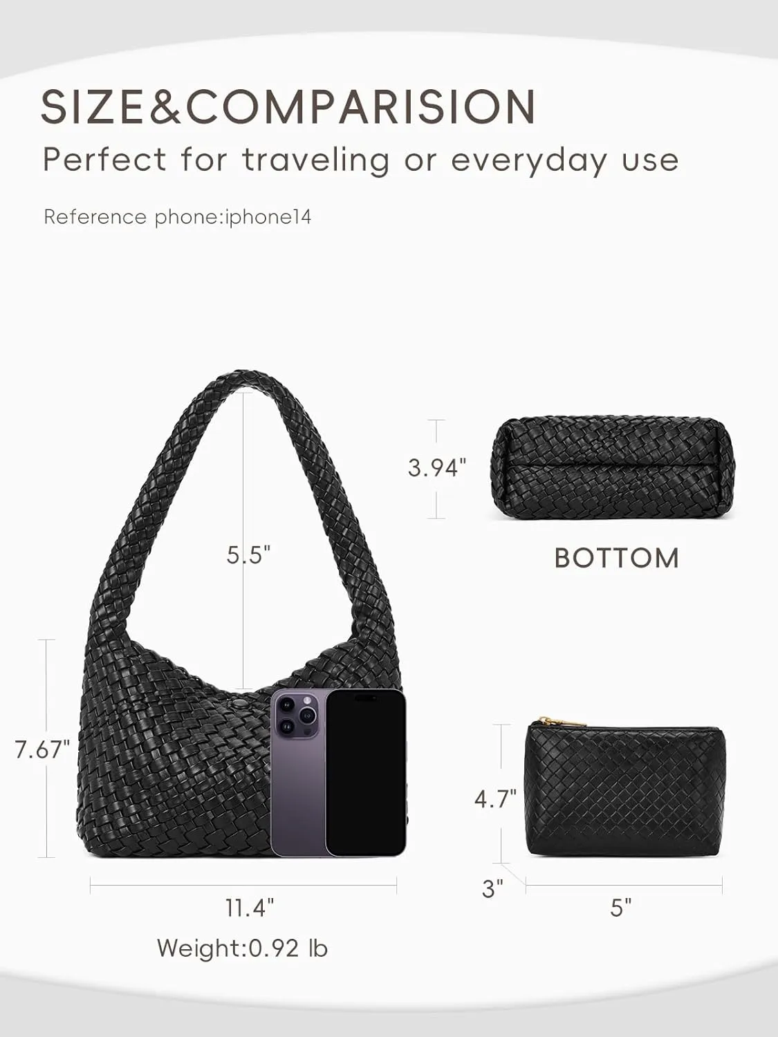 CLUCI Woven Shoulder Bag for WomenVegan Leather Purse Tote Handbag 2PS