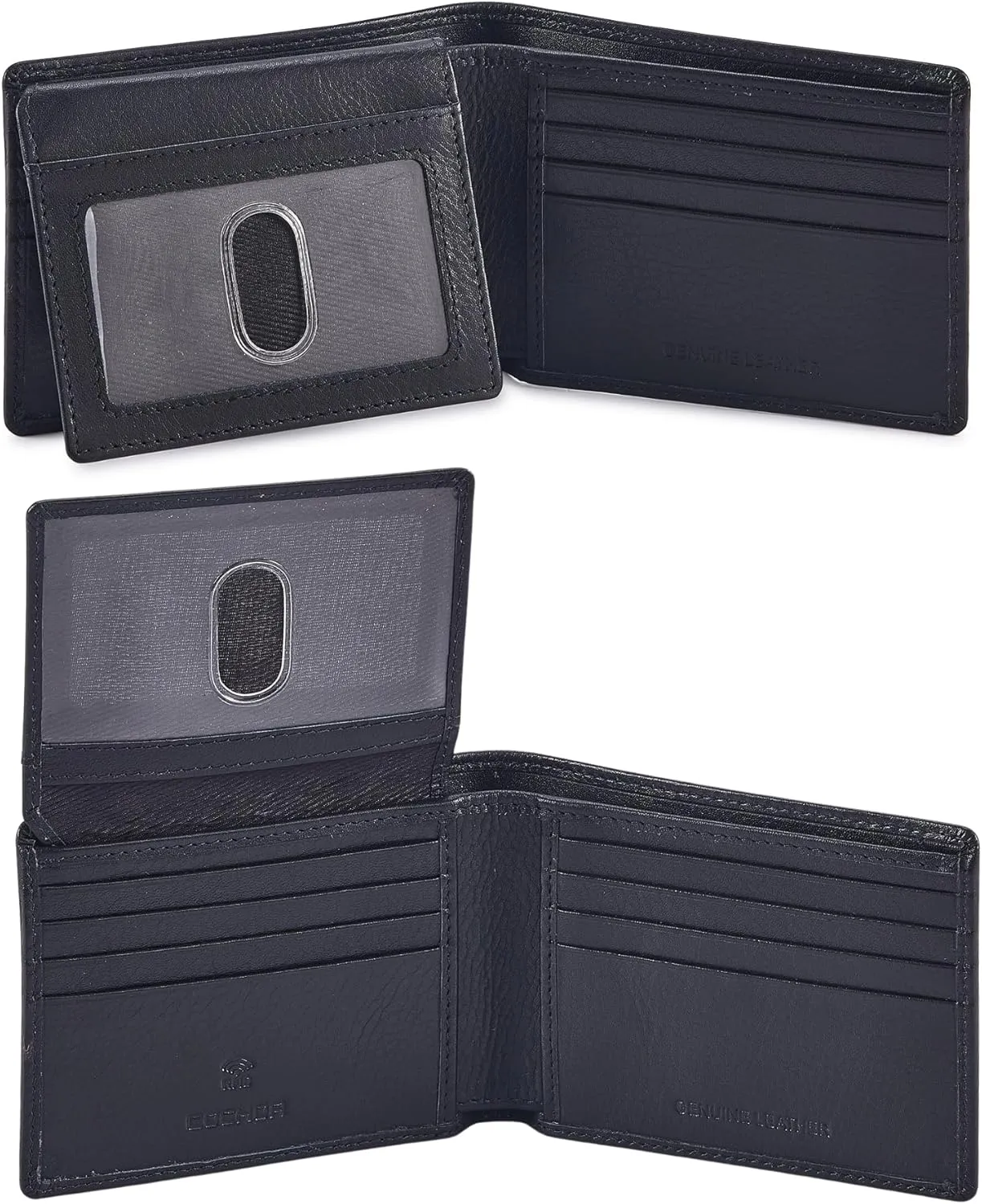 Cochoa Wallet for Men's RFID Blocking Real Leather Bifold Stylish 2 ID Window in Gift Box