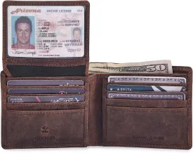 Cochoa Wallet for Men's RFID Blocking Real Leather Bifold Stylish 2 ID Window in Gift Box