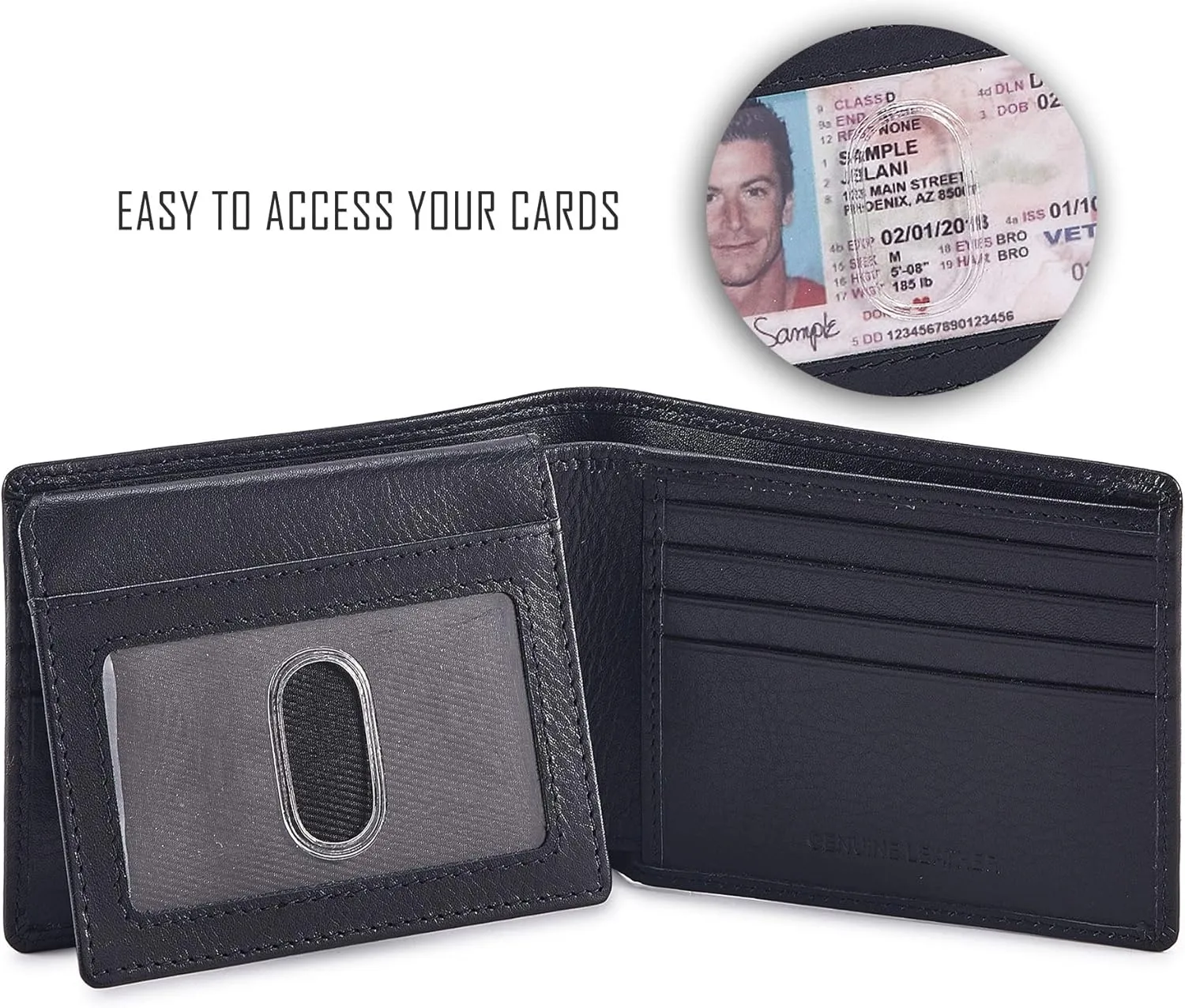 Cochoa Wallet for Men's RFID Blocking Real Leather Bifold Stylish 2 ID Window in Gift Box