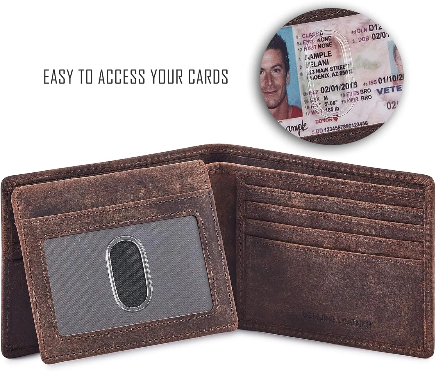 Cochoa Wallet for Men's RFID Blocking Real Leather Bifold Stylish 2 ID Window in Gift Box