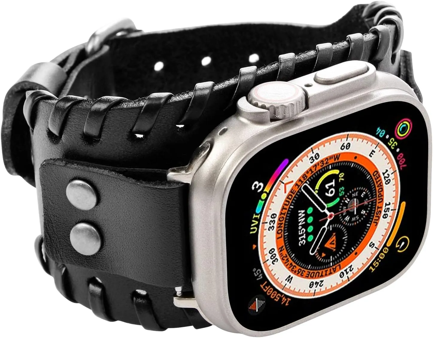 Compatible with Apple Watch Band 49mm 46mm 45mm 44mm 42mm 41mm 40mm 38mm iWatch Ultra Series 10/9/8/7/SE/6/5/4/3/2/1 for Men Women, Leather Handmade Cuff Bracelet Woven Vintage Strap