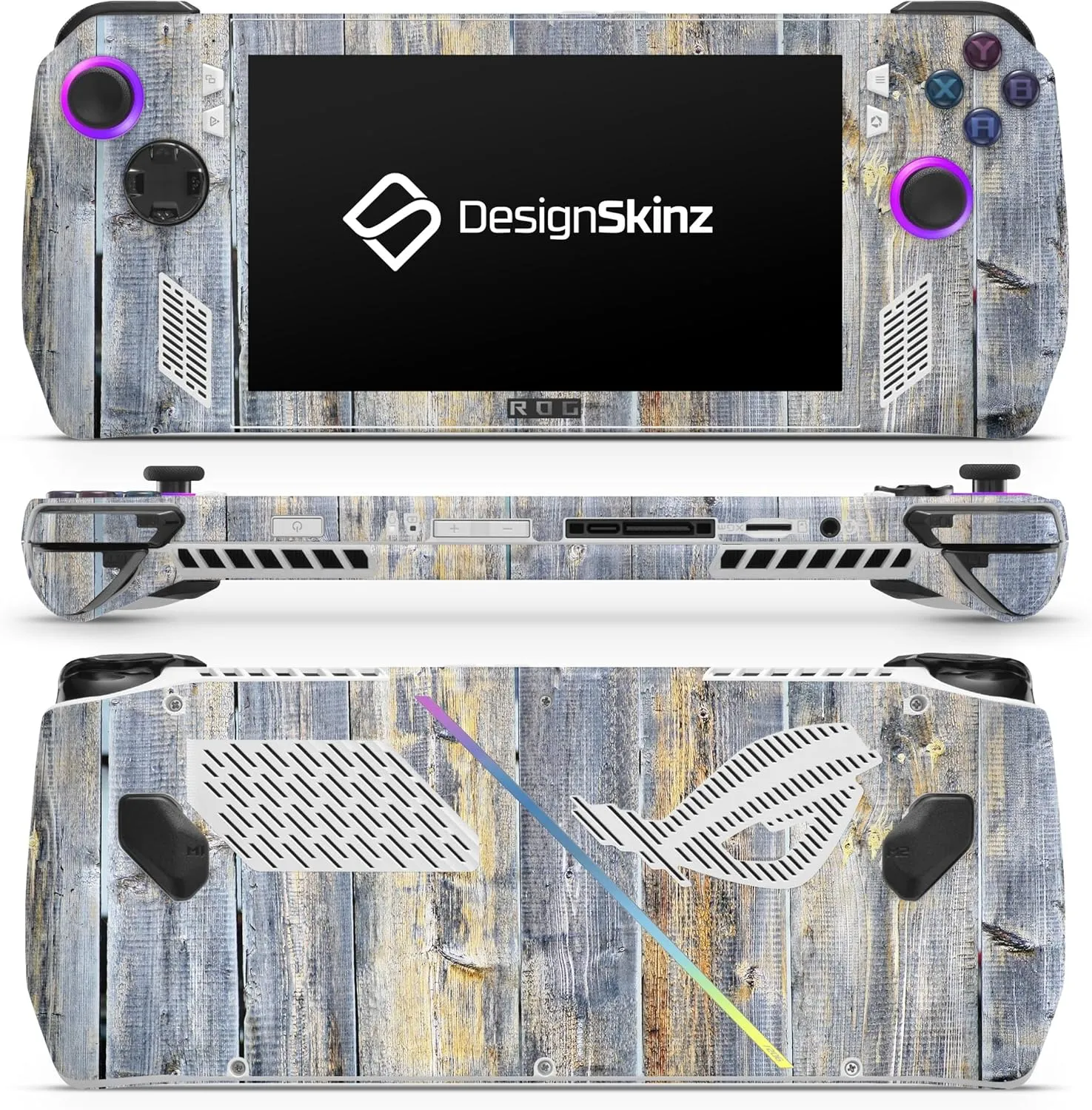 Compatible with Rog Ally - PC Skin Decal Protective Scratch Resistant Vinyl Wrap Gaming Cover - Vintage Wooden Planks with Yellow Paint
