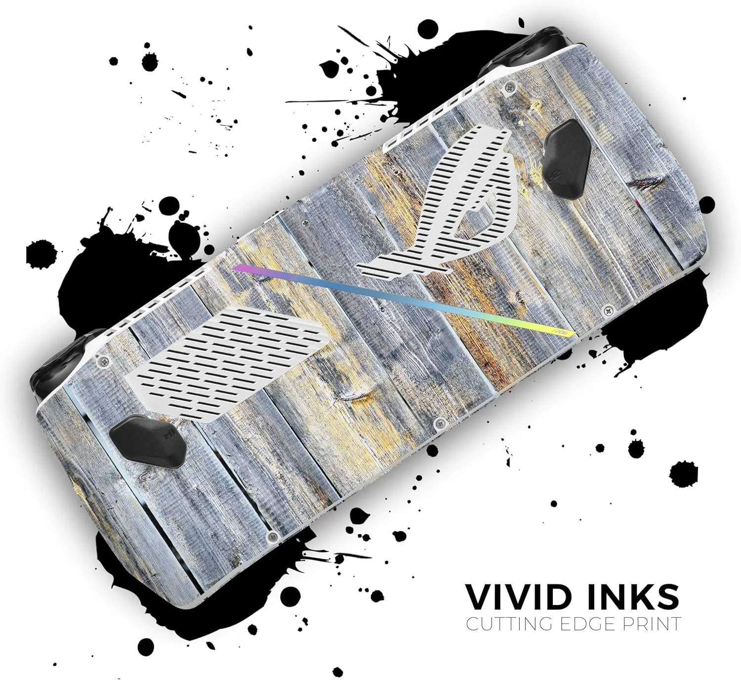 Compatible with Rog Ally - PC Skin Decal Protective Scratch Resistant Vinyl Wrap Gaming Cover - Vintage Wooden Planks with Yellow Paint