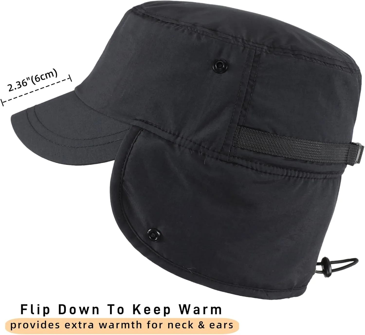 Connectyle Men's Winter Hat with Visor Warm Earflaps Hat Fully Lined Faux Fur Baseball Cap Trapper Hunting Hats