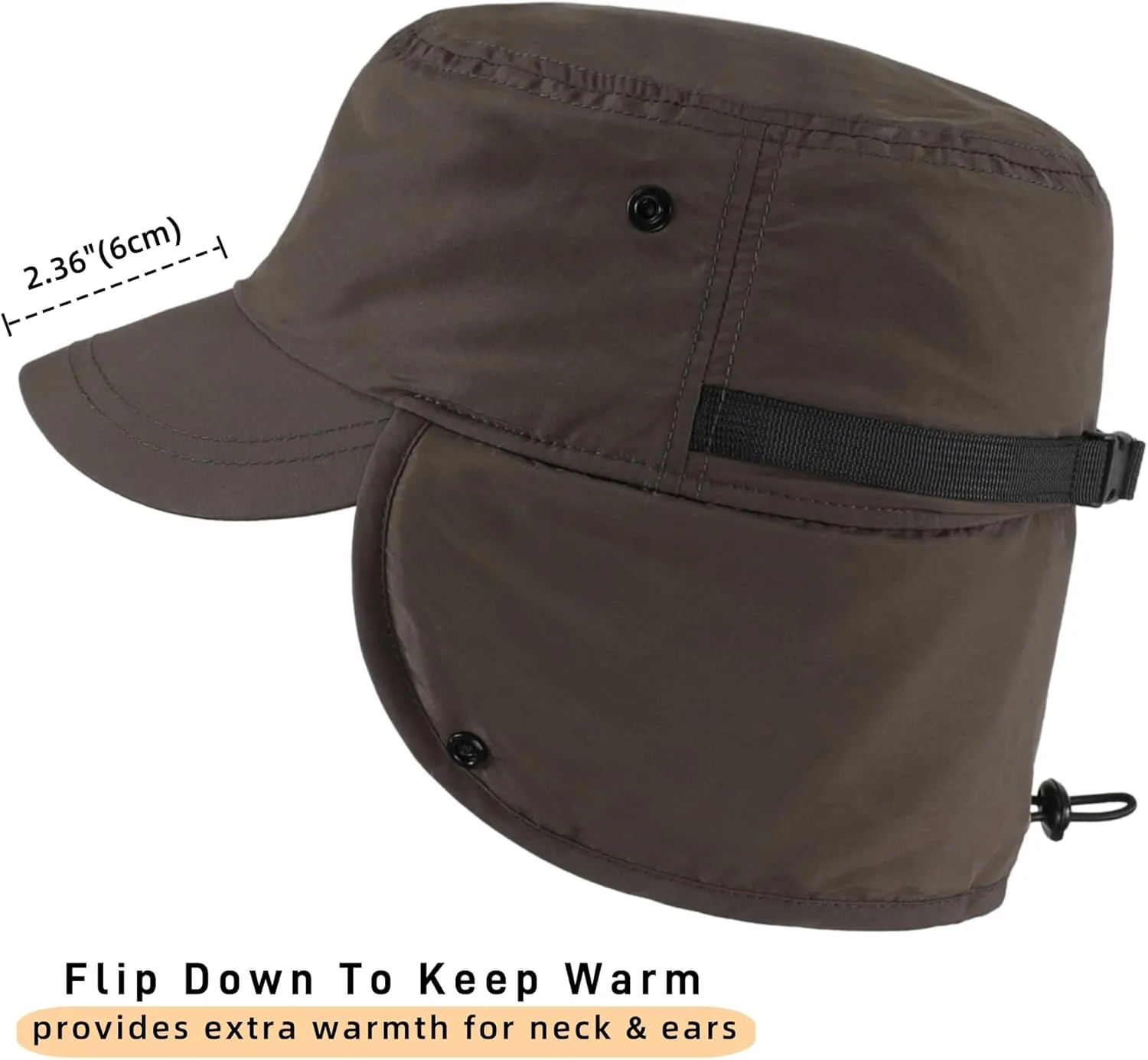 Connectyle Men's Winter Hat with Visor Warm Earflaps Hat Fully Lined Faux Fur Baseball Cap Trapper Hunting Hats