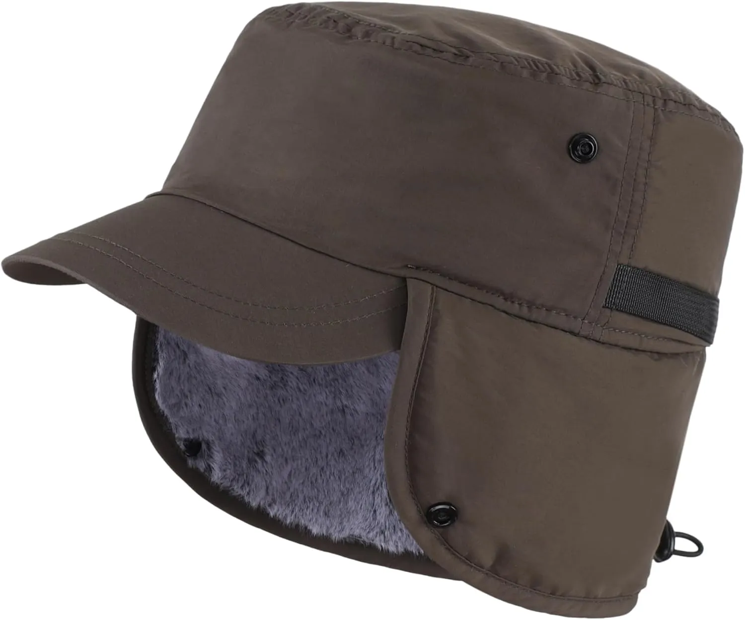 Connectyle Men's Winter Hat with Visor Warm Earflaps Hat Fully Lined Faux Fur Baseball Cap Trapper Hunting Hats
